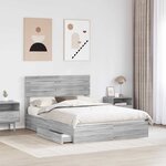 vidaXL Lit de Rangement Gris Sonoma 140 x 200 cm Bois d'ingénierie