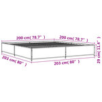 vidaXL Cadre de lit sonoma gris 200x200 cm bois d'ingénierie et métal