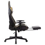 vidaXL Chaise de jeu avec repose-pied Noir et doré Cuir artificiel
