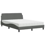 vidaXL Lit avec matelas gris foncé 140x190 cm tissu
