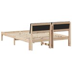 vidaXL Cadre de lit Marron et noir 135 x 190 cm Bois massif en pin