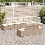 vidaXL Ensemble de canapé de jardin 8 Pièces Beige et crème polyrotin