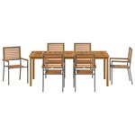 vidaXL Ensemble de salle à manger pour jardin 7 Pièces Gris