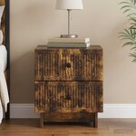 vidaXL Cabinet de chevet avec tiroir Chêne fumé 43 x 34 5 x 47 5 cm