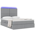 vidaXL Lit de rangement LED avec matelas Gris clair 140 x 200 cm Tissu