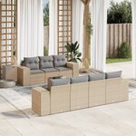 vidaXL Salon de jardin avec coussins 8 Pièces beige résine tressée
