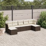 vidaXL Salon de jardin avec coussins 7 Pièces marron résine tressée
