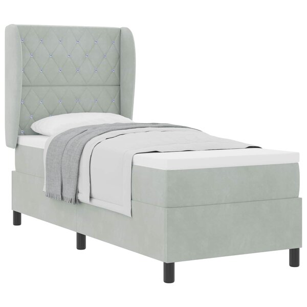 vidaXL Lit à ressorts avec matelas Gris clair 200 x 80 cm Velours