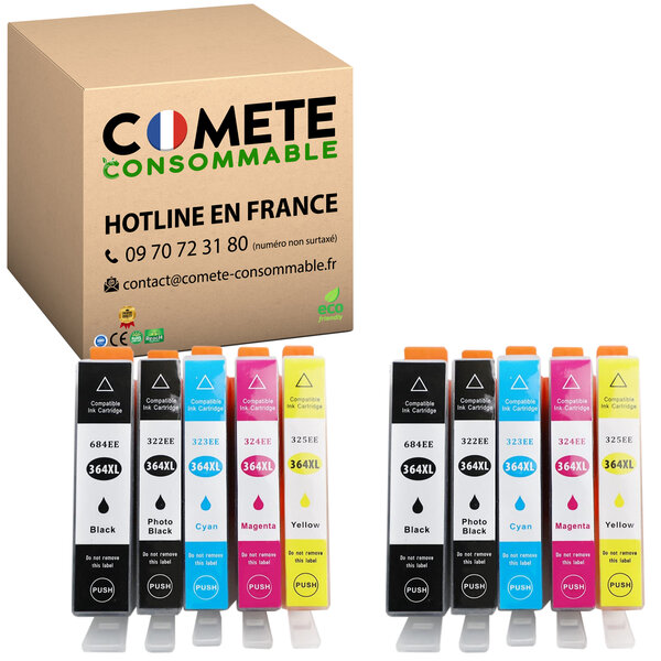 364XL - 10 cartouches compatibles pour HP 364 XL - COMETE