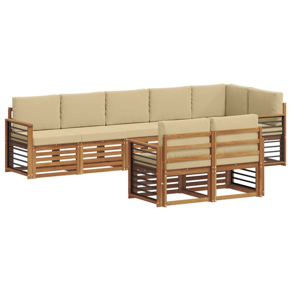 vidaXL Ensemble de canapés d'extérieur 8 pc Naturel et Beige Polyester