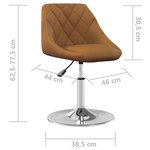 vidaXL Chaises pivotantes à manger lot de 2 Marron Velours