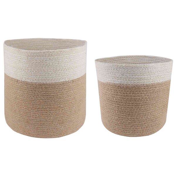 vidaXL Ensemble de Pots à Plantes 2 Pièces Naturel et Blanc Ø 28 x 28 cm