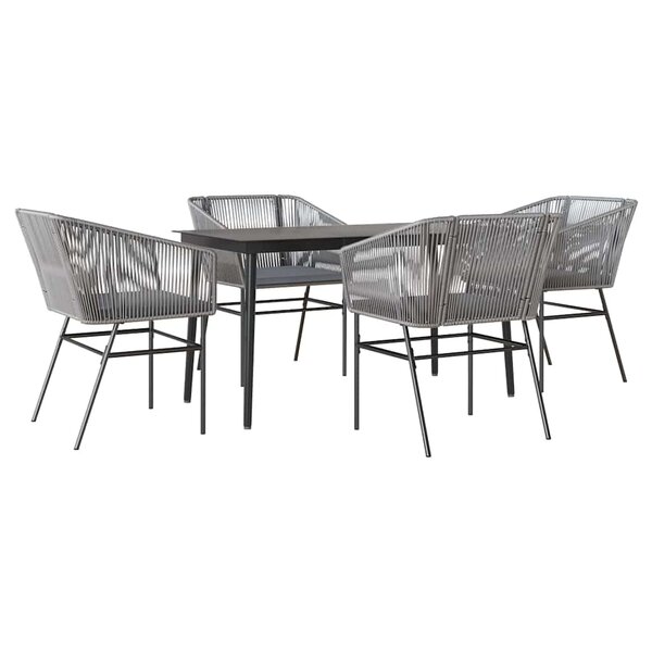 vidaXL Ensemble à manger jardin coussins 5 Pièces gris poly rotin verre