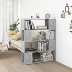 vidaXL Bibliothèque/Séparateur de pièce Gris béton 100x24x124 cm