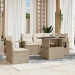 vidaXL Salon de jardin avec coussins 6 Pièces beige résine tressée