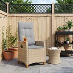 vidaXL Chaise inclinable avec plateau à thé 62 x 64 x 112 cm polyrotin