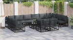 vidaXL Ensemble de canapé de jardin avec coussin 13 Pièces Noir Aluminium
