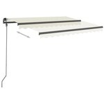 vidaXL Auvent manuel rétractable avec poteaux 3x2 5 m Crème