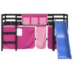 vidaXL Lit mezzanine enfants avec rideaux sans matelas rose 80x200cm