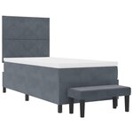 vidaXL Lit à ressorts avec tête de lit Gris foncé 200 x 90 cm Velours