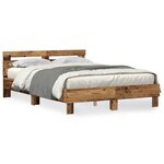 vidaXL Cadre de lit Bois ancien 140 x 190 cm Bois d'ingénierie