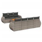 vidaXL Salon de jardin 8 Pièces avec coussins gris résine tressée