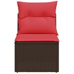 vidaXL Chaise de jardin sans accoudoirs avec coussins en résine tressée marron