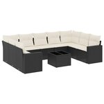 vidaXL Salon de jardin 10 Pièces avec coussins noir résine tressée