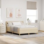 vidaXL Lit à ressort avec matelas – Crème – 140 x 190 cm – Tissu