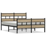 vidaXL Cadre de lit en métal sans matelas chêne sonoma 150x200 cm