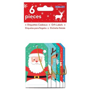 6 étiquettes cadeaux - Père Noël et ses amis