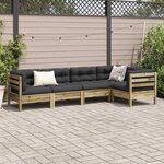 vidaXL Salon de jardin 5 Pièces avec coussins bois de pin imprégné