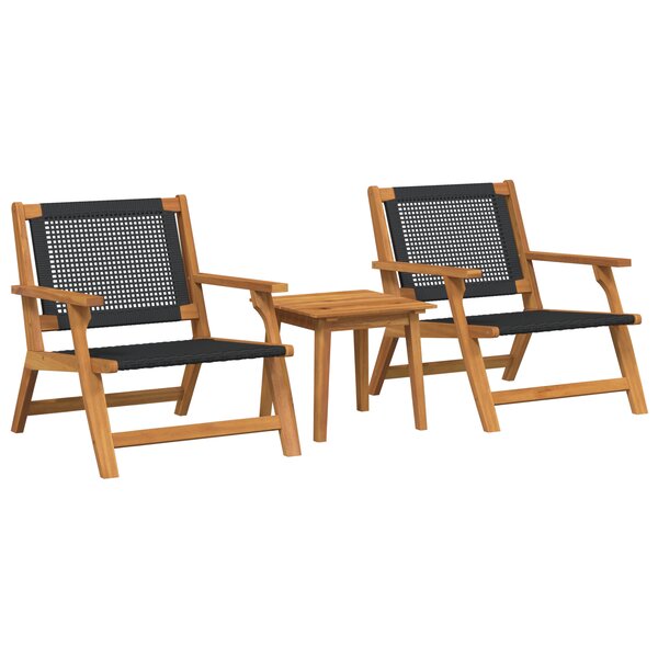 vidaXL Set de Chaises d'Extérieur avec Table - 3 Pièces en Bois d'Acacia Noir