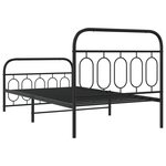 vidaXL Cadre de lit métal avec tête de lit/pied de lit noir 100x190 cm