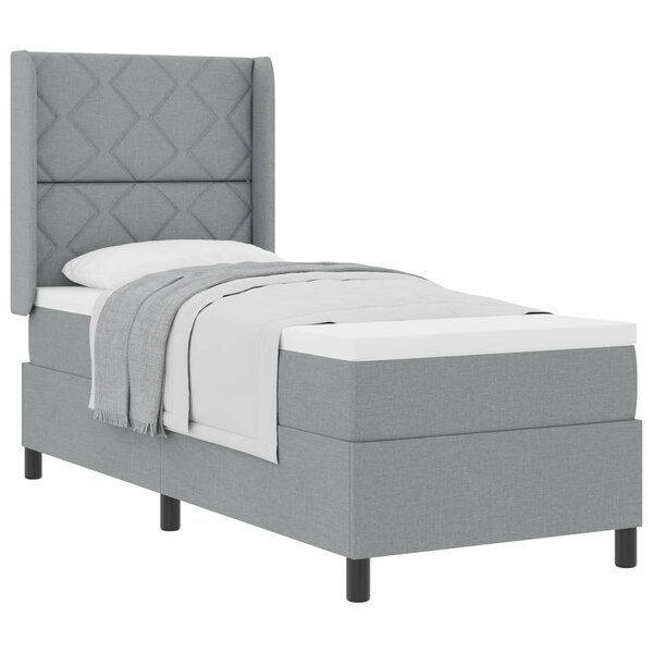 vidaXL Lit à ressorts avec matelas Gris clair 200 x 80 cm tissu