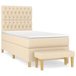 vidaXL Sommier à lattes de lit avec matelas Crème 90x200 cm Tissu