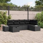 vidaXL Ensemble de canapé de jardin de 6 pièces avec coussins en poly rattan noir