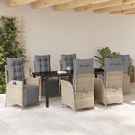 vidaXL Set de dîner de jardin 7 pièces beige en rattan poly