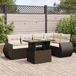 vidaXL Salon de jardin avec coussins 6 Pièces marron résine tressée