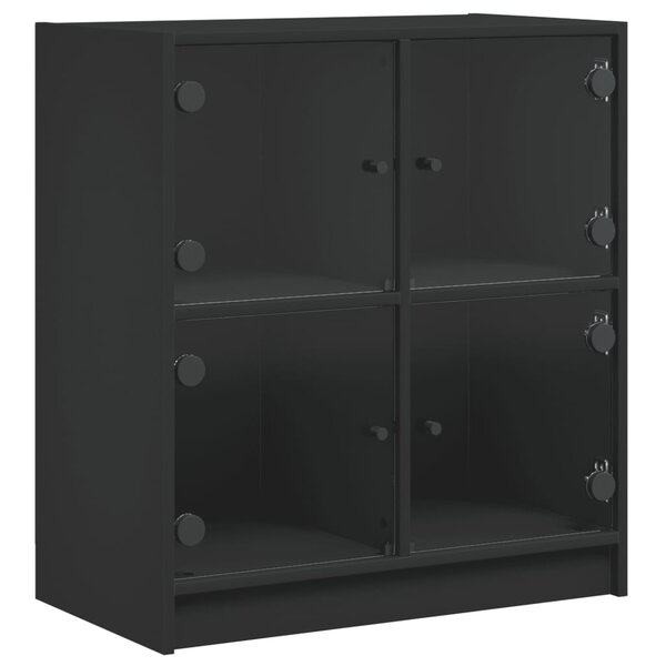 vidaXL Armoire latérale avec portes en verre noir 68x37x75 5 cm