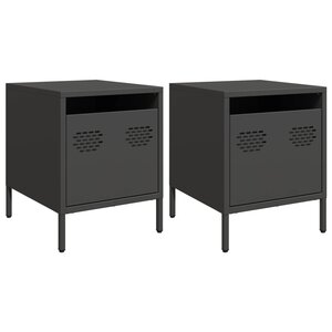 vidaXL Tables de chevet 2 Pièces noir 35x39x43 5 cm acier