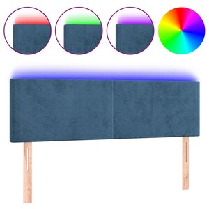 vidaXL Tête de lit à LED Bleu foncé 144x5x78/88 cm Velours