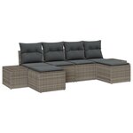 vidaXL Ensemble de canapé de jardin 6 pièces avec coussins en poly rotin gris