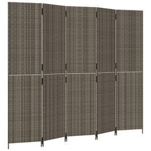 vidaXL Cloison de séparation 5 panneaux gris résine tressée