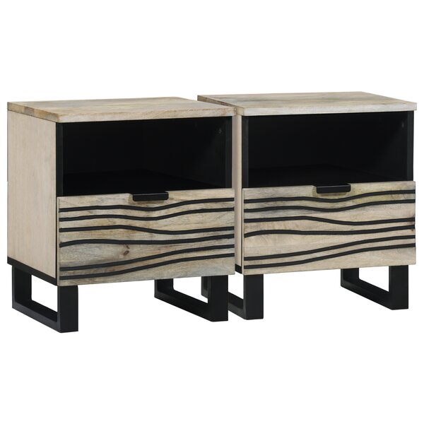 vidaXL Tables de chevet 2 Pièces Blanc et noir 40 x 33 x 46 cm