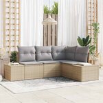 vidaXL Ensemble de canapé de jardin 4 Pièces Beige  Gris clair