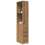 vidaXL Armoire de salle de bain étroite avec roulettes chêne artisanal