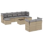 vidaXL Salon de jardin avec coussins 10 Pièces beige résine tressée