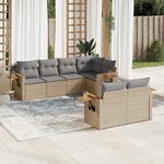 vidaXL Salon de jardin avec coussins 7 Pièces beige résine tressée