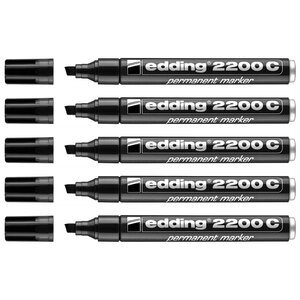 Marqueur Permanent 2200C Corps Alu Noir Pointe Biseau 1-5 mm x 5 EDDING